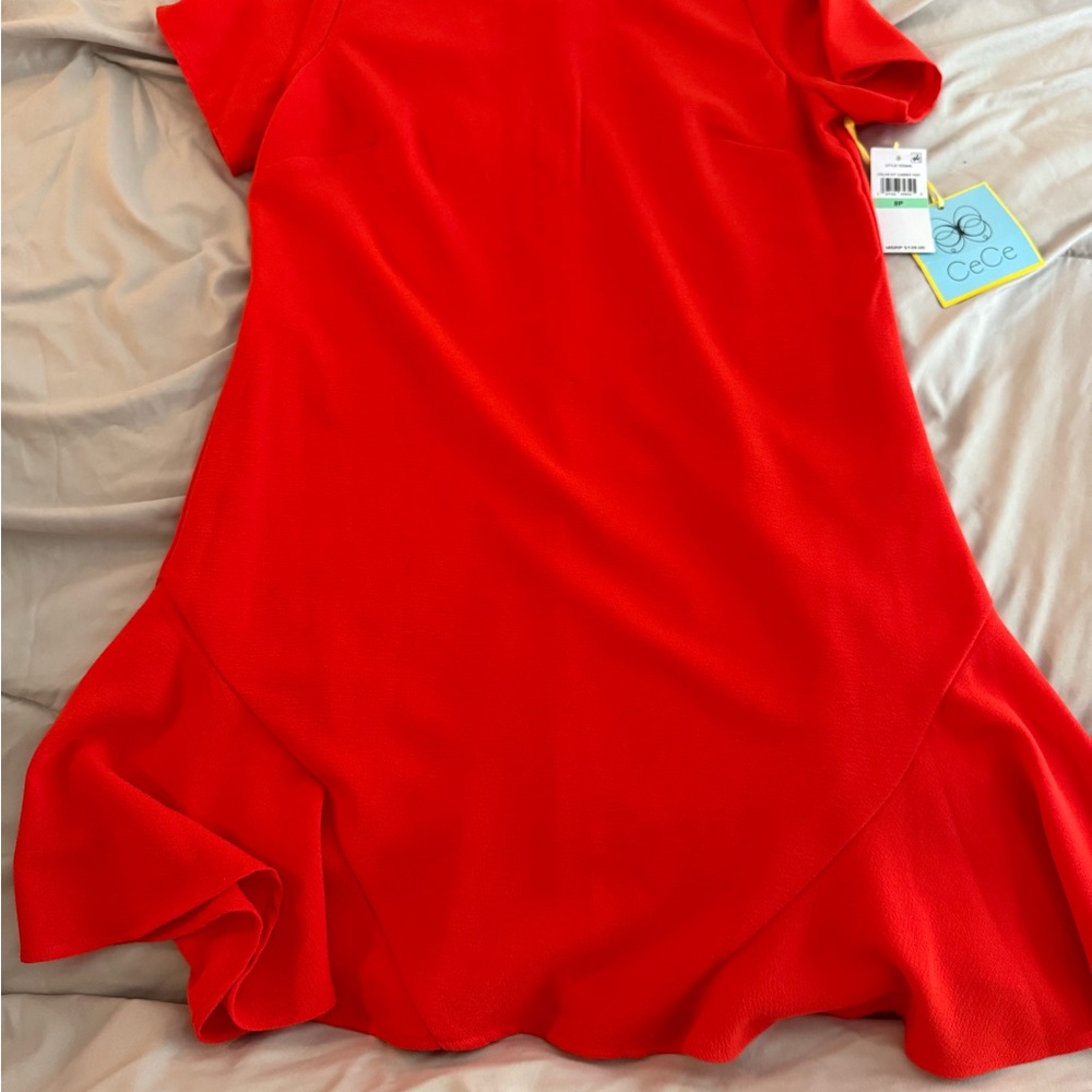 Cece NWT Red Short Sleeve Dress retail $129 8P